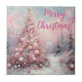 Carreau Whimsical Pink Christmas Tree Personalized (Devant)