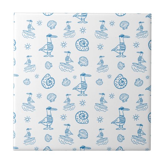 Carreau Whimsical Seagull Nautical Doodle Pattern (Devant)