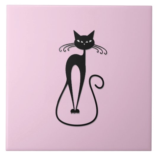 Carreau Whimsical Skinny Chat noir rose (Devant)