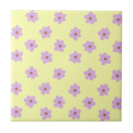 Carreau Whimsical violet & Fleur Jaune Retro Gourme (Devant)