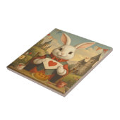 Carreau Whimsical White Rabbit Hearts Enchanted Wonderland (Côté)