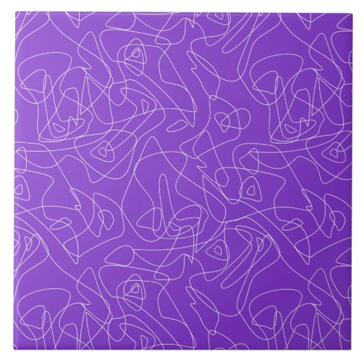Carreau white abstract curved lines on a purple background (Devant)