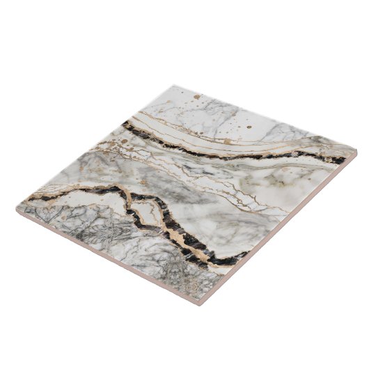 Carreau White and Black Marble Textures Abstract (Côté)