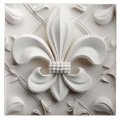 Carreau White Fleur De Lis Ceramic Tile (Devant)