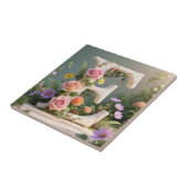 Carreau White Floral Garden Monogram Letter E (Côté)