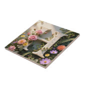 Carreau White Floral Garden Monogram Letter H (Côté)