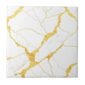 Carreau White Marble Gold Veins Pattern (Devant)