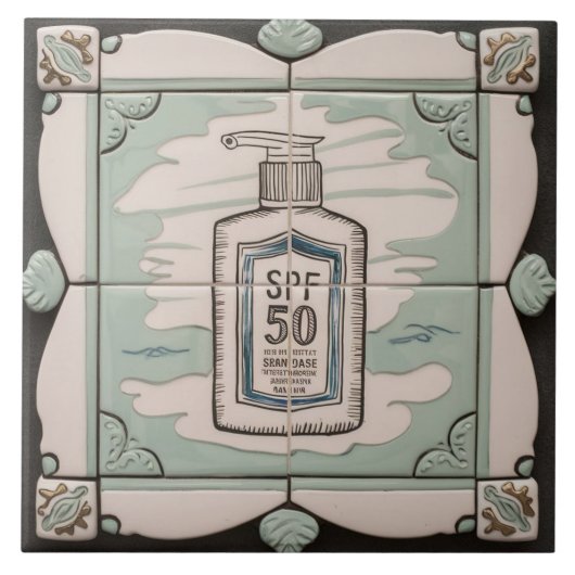 Carreau White & Mint Bleu crème solaire Lotion Funny Salle (Devant)
