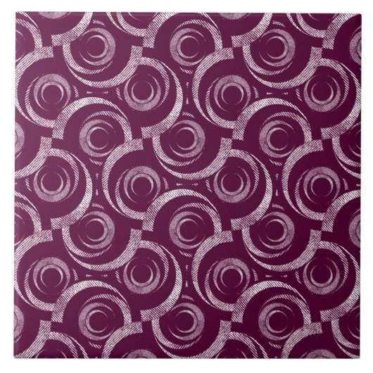 Carreau White ornament on a burgundy background. (Devant)