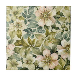 Carreau White Roses and Sage Seamless