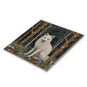 Carreau White wolf vintage boho woodland forest  (Côté)