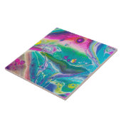 Carreau Wild Psychedelic Acrylic Pour art (Côté)