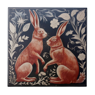 Carreau William De Morgan Deux Hares