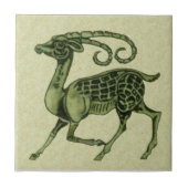 Carreau William De Morgan Green Antelope Repro Tile (Devant)