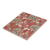 Carreau William Morris Algue Antique Fleur Rouge Vert (Côté)