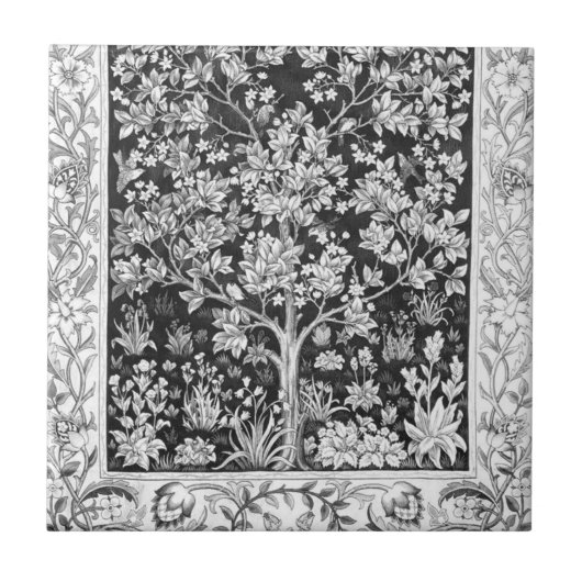 Carreau William Morris - Arbre De Vie Noir Et Blanc (Devant)