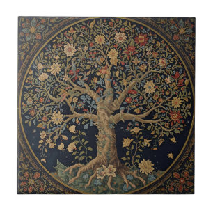 Carreau William Morris Arbre de Vie Vintage Préraphaélite