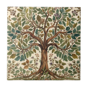 Carreau William Morris Arbre de Vie Vintage Préraphaélite