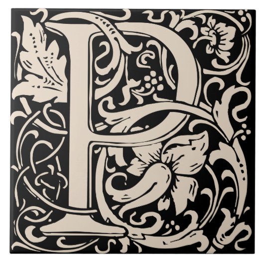 Carreau William Morris Art Nouveau Alphabet Feuille P (Devant)