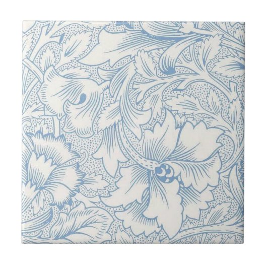 Carreau William Morris, Art Nouveau Elegant Bleu Acanthus (Devant)