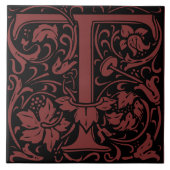 Carreau William Morris Art nouveau Initial Vignes Lettre T (Devant)