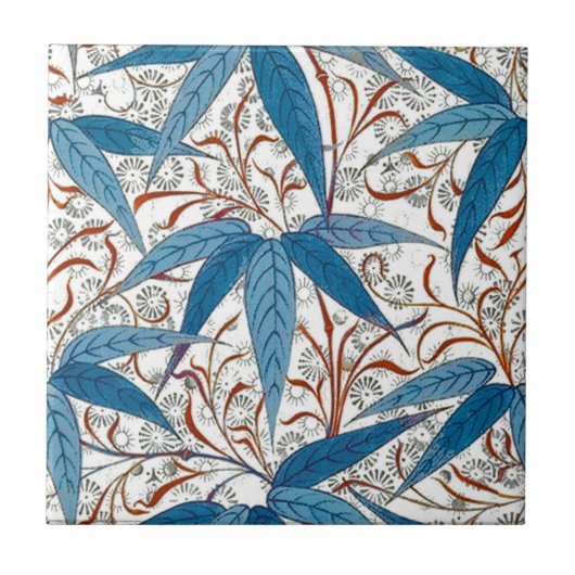 Carreau William Morris Bamboo Imprimer, Denim Blue & White (Devant)