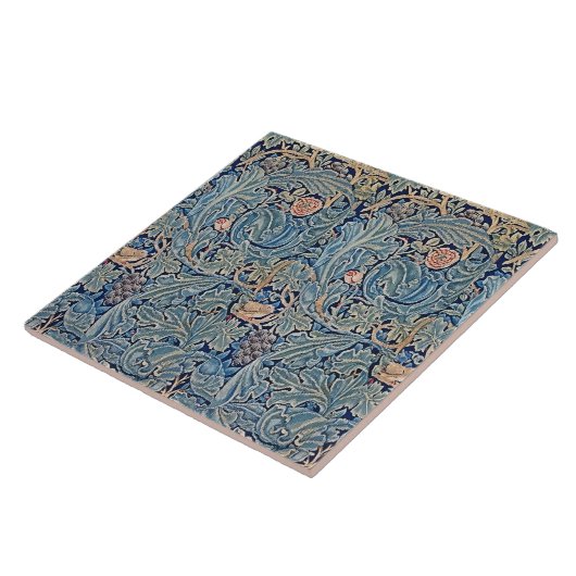 Carreau William Morris Beau motif floral bleu rose (Côté)
