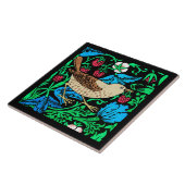 Carreau William Morris Bird & Flower Tile, bleu et noir (Côté)