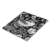 Carreau William Morris Bird & Flower Tile, noir et blanc (Côté)