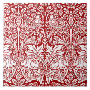 Carreau William Morris Brother Rabbit Rouge et blanc