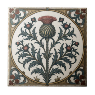 Carreau William Morris Chardon écossais floral vintage