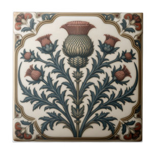Carreau William Morris Chardon écossais floral vintage