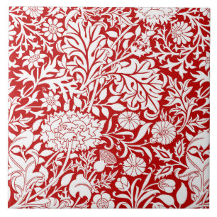 Carreau William Morris 'Cherwell' en rouge et blanc