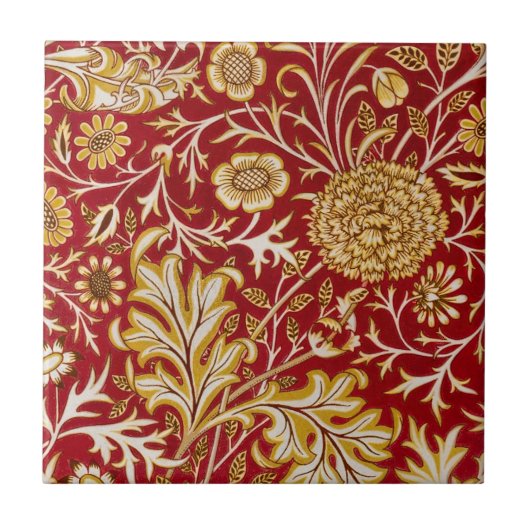 Carreau William Morris Cherwell Motif Floral Rouge (Devant)