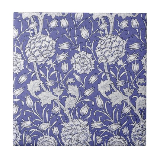Carreau William * Morris Chrysanthemum Fleur violet bleu (Devant)