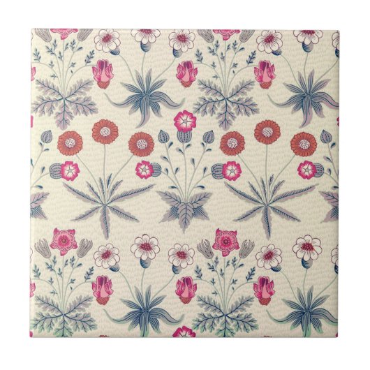 Carreau William Morris Daisy Motif floral Orange rouge (Devant)