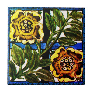 Carreau William * Morris De Morgan Deux Fleurs Jaunes