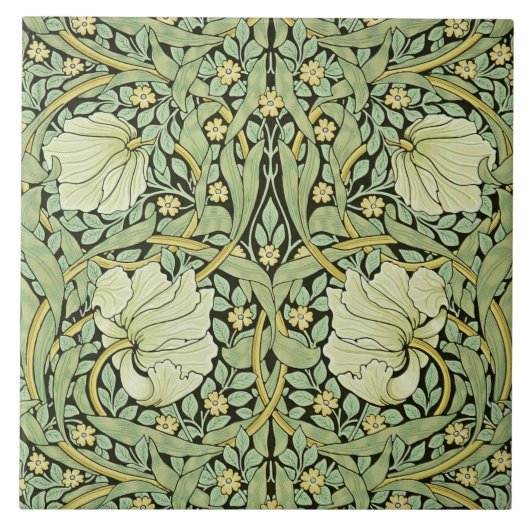 Carreau William Morris design vintage, Pimpernel en vert (Devant)