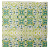 Carreau William Morris Fleurs florales Feuillage Vert Bleu (Devant)
