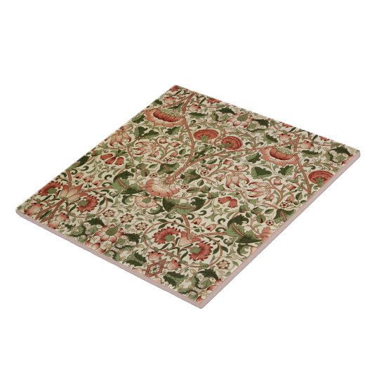 Carreau William Morris Fleurs Lodden Foliage Vert rose (Côté)