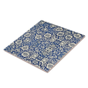 Carreau William Morris Fleurs Mallow Floral Bleu Blanc Bla