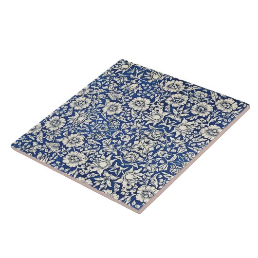Carreau William Morris Fleurs Mallow Floral Bleu Blanc Bla (Côté)