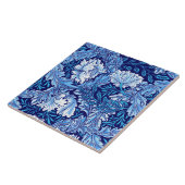 Carreau William Morris floral, bleu de cobalt et blanc (Côté)