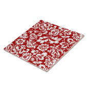 Carreau William Morris Floral Damask, blanc sur rouge prof (Côté)