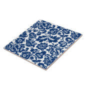 Carreau William Morris Floral Damask, bleu Cobalt sur blan (Côté)