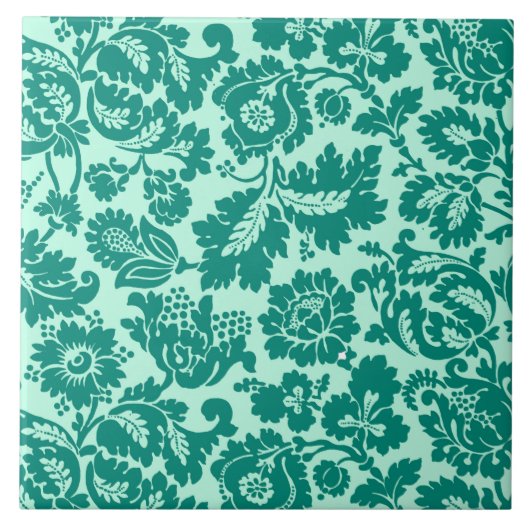Carreau William Morris Floral Damask, Turquoise et Aqua (Devant)