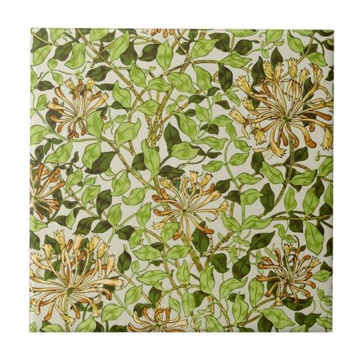 Carreau William Morris Honeysuckle Green Flowers (Devant)