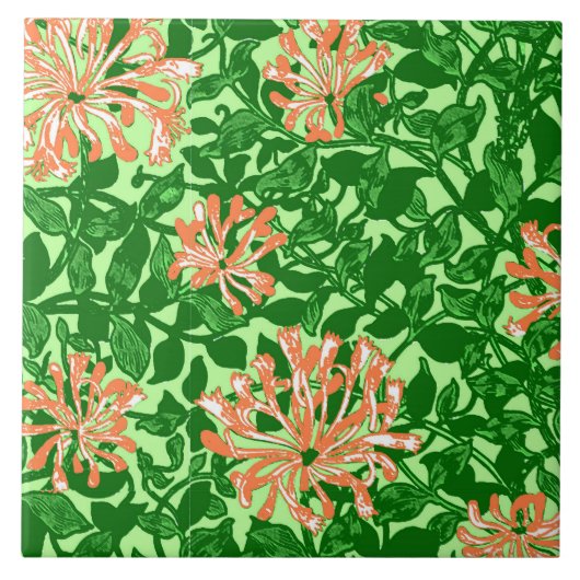 Carreau William Morris Honeysuckle, Peach et Green (Devant)
