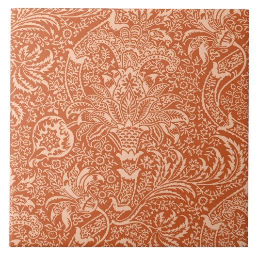 Carreau William Morris Indian, Coral Orange et Peach (Devant)