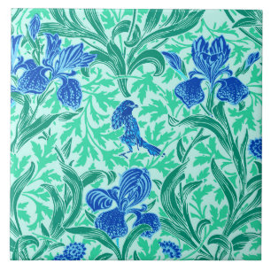 Carreau William Morris Irises, Bleu de Cobalt, Aqua et Tur